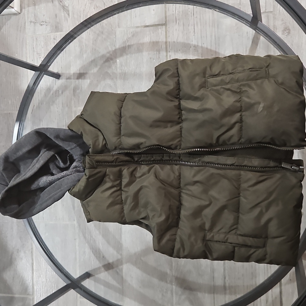 Olive Green Puffer Vest with Hood Size 5T